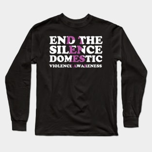 End The Silence Family Domestic Violence Awareness Purple Ribbon Long Sleeve T-Shirt